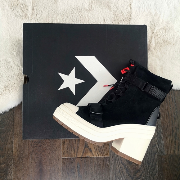 Converse Women's Chuck Taylor High Top Leather Platform Color Block Boots - Picture 3 of 13